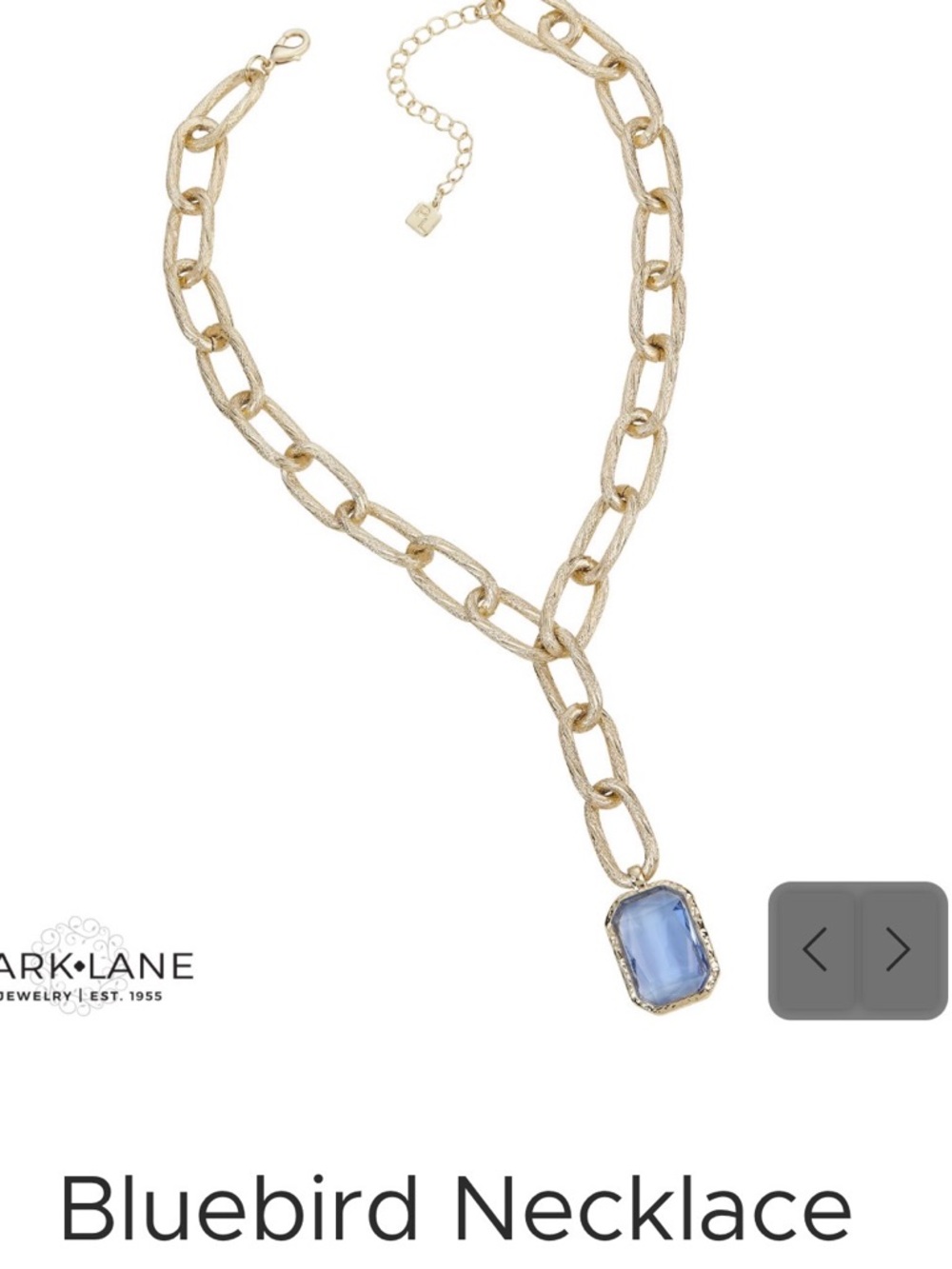 Park Lane Gold Link Necklace with Blue Faceted Pendant